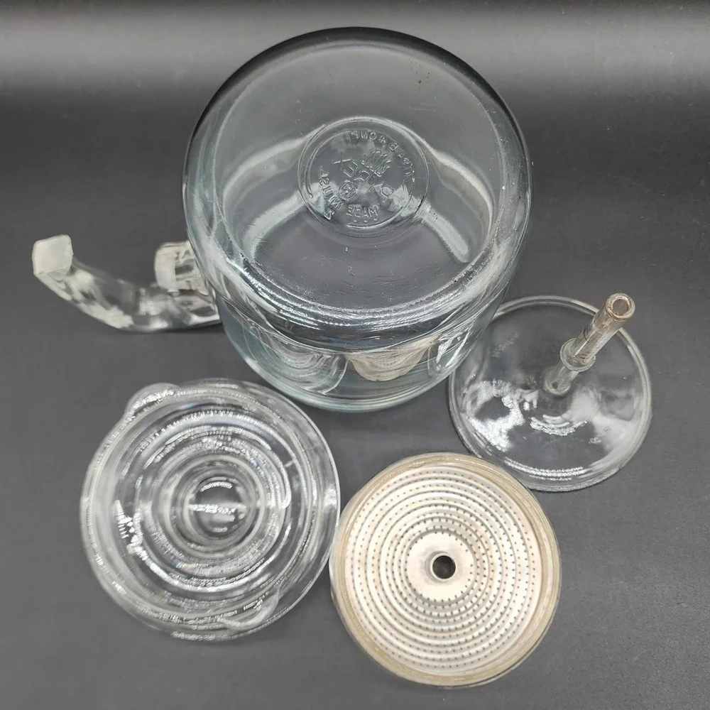 Pyrex 4 Cup Clear Glass Percolator 7754 Vintage MCM Stovetop Coffee Pot Complete